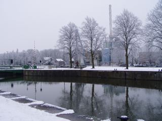 Canal in winter viewed from the monument house